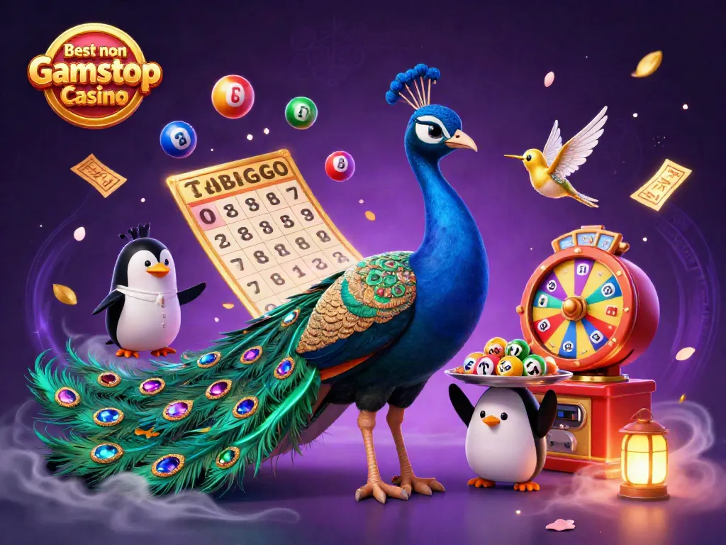 Experience the excitement of the Best non Gamstop Casino with vibrant lottery symbols and dynamic characters.