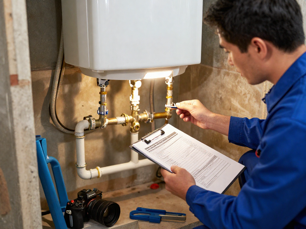 Expert technician performing water heater replacement Fort Worth in a residential basement.