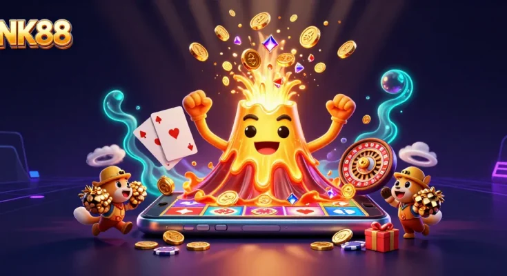 Immerse in NK88's vibrant casino scene featuring treasures and dynamic gameplay elements.